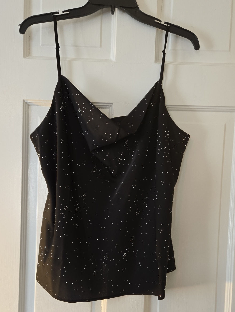 Aqua Black Spotted Cowl Neck Camisole